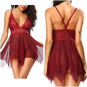 Lalavava Red Nighty & Panties; XL